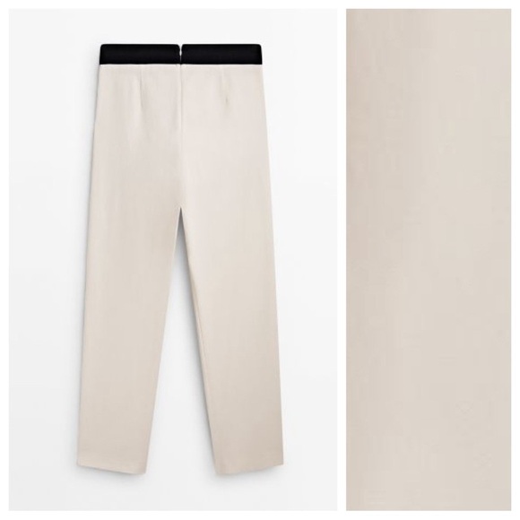 NWT. Massimo Dutti Studio Cream Viscose Contrast Tuxedo Suit Trousers. Size 6. - Picture 4 of 10